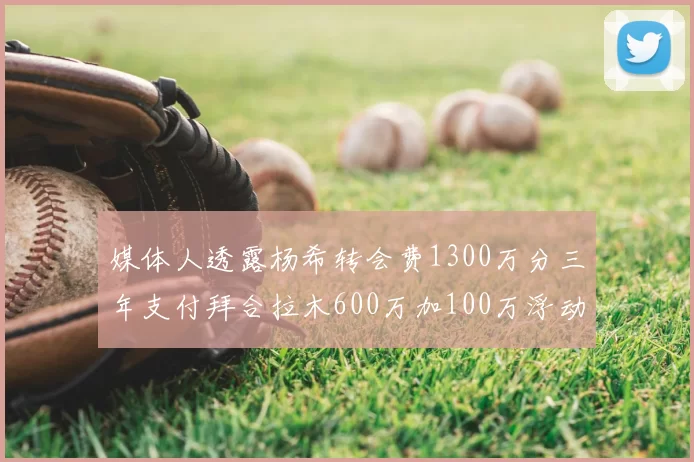 媒体人透露杨希转会费1300万分三年支付拜合拉木600万加100万浮动
