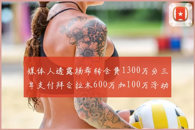 媒体人透露杨希转会费1300万分三年支付拜合拉木600万加100万浮动